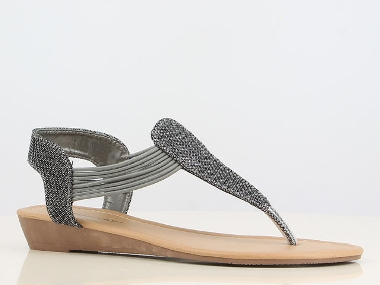 Picture of B702671- DARK SILVER LADIES FLAT SANDALS